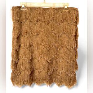 Flirty chevron fringe gold mini skirt